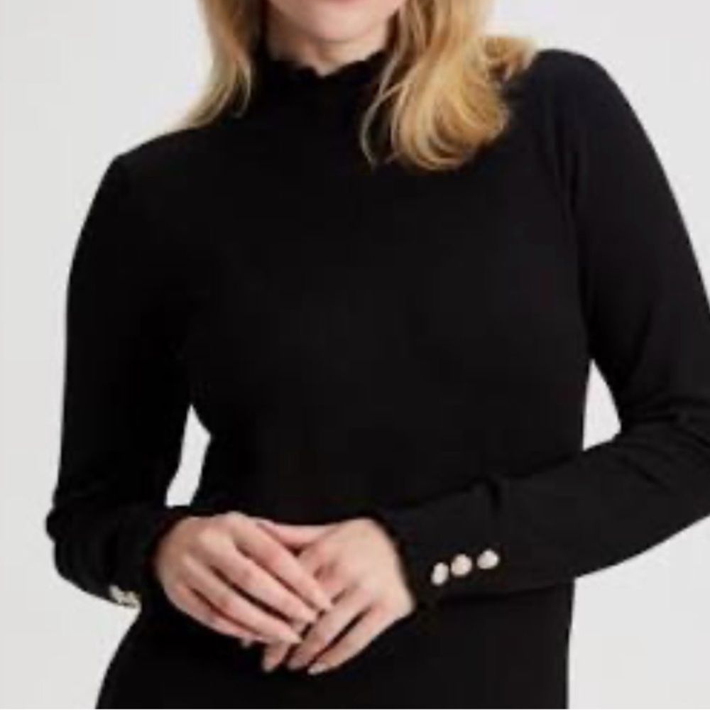 Laura Petites Turtleneck Top with Button Accents